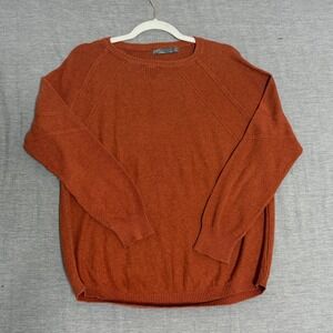 Prana Mens Rust Orange Mixed Knit Raglan Sleeve Crewneck Sweater Size M